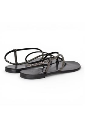 Infradito donna Nicolas Lainas in microstrass colore nero. NICOLAS LAINAS | 67TC-NERO